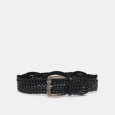 WOVEN WESTERN BUCKLE BELT BLACK SILVER