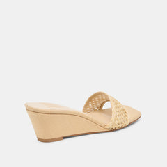 QAILY WIDE WEDGES LT NATURAL RAFFIA