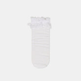 LACE RUFFLE CREW SOCKS WHITE
