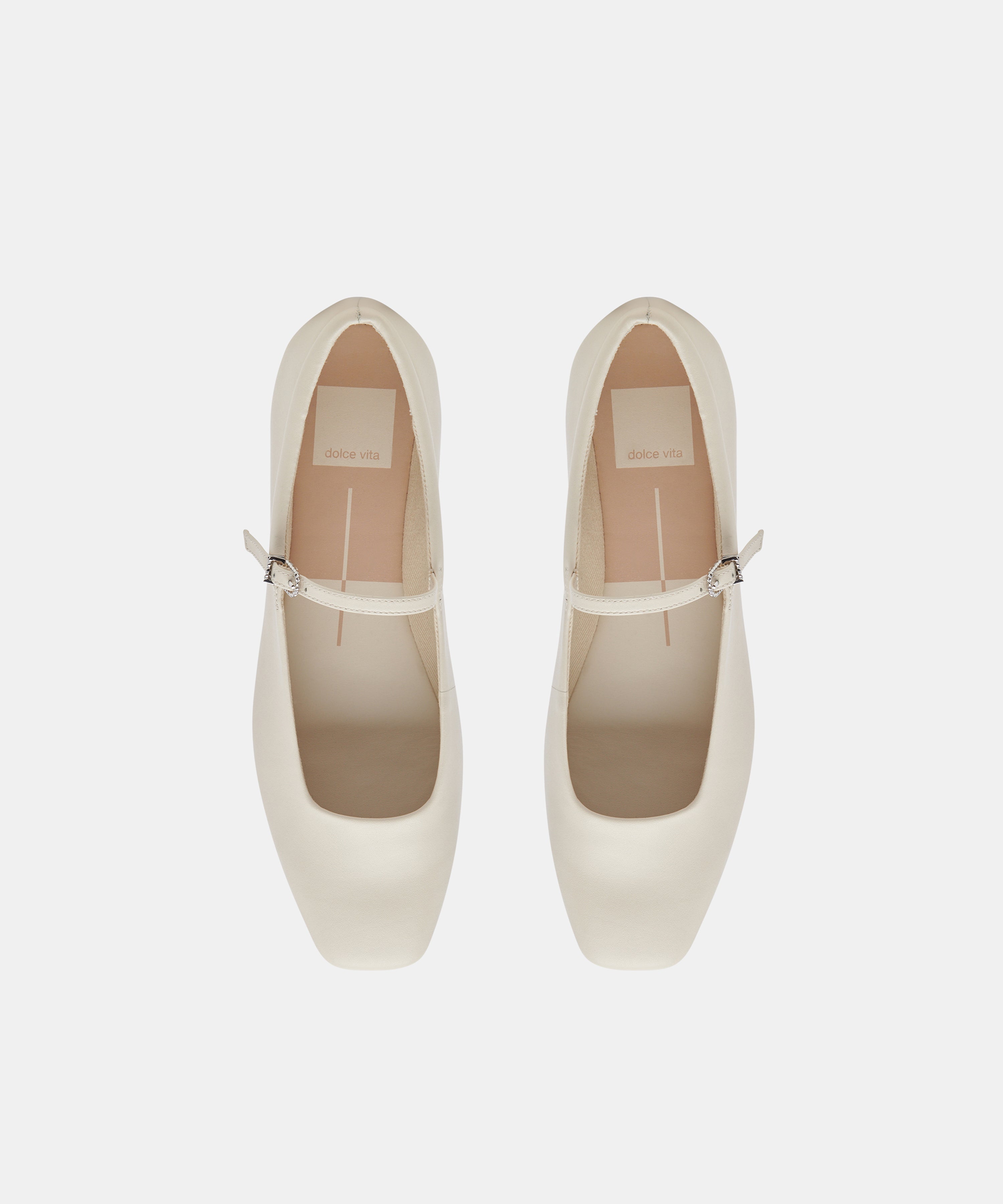 REYES WIDE BALLET FLATS IVORY LEATHER