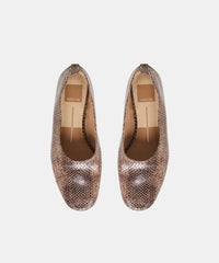 KORY BALLET FLATS SNAKE TAN EMBOSSED LEATHER