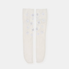 FLORAL CHIFFON SLOUCH SOCKS WHITE