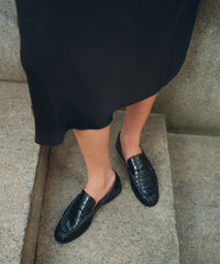 BAXEN LOAFERS NOIR EMBOSSED LEATHER